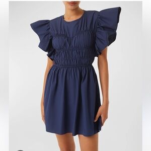 MISA Radha Ruffle-Sleeve Poplin Mini Dress